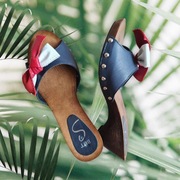 But-S klapki drewniaki nity skóra obcas w stylu marynistycznym 37/38 Nowe