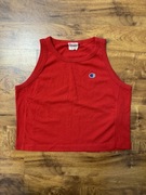Czerwony bawełniany Crop top tank bezrękawnik oversize Champion S 36