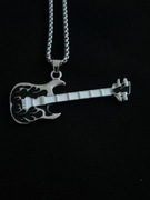 Naszyjnik, wisiorek z gitarą elektryczną czarno-srebrna