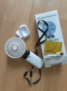 Fan Mini wentylator ręczny biurkowy podstawka bateria 3000 mAh biały