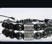 BRANSOLETKA KAMIEŃ 10 mm HEMATYT RUNA VALKNUT STAL 316L WIKINGÓW NA WYMIAR 