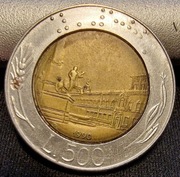 Moneta 500 Lire – Włochy – Republika Włoska – Profil kobiety