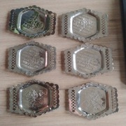 metalowe Podstawki pod szklanki PRL  motyw kwiatowy, 6 szt.