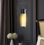 Lampa, żyrandol szklana z łańcuchem czarna loft / industrial