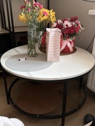 Stolik okrągły 80cm nowy marmurkowo-szklany