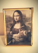 Obrazek Mona Lisa z kotem 20x15 cm