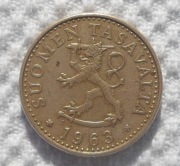 Finlandia Republika Suomi 20 penni penniä 1963 S KM# 47 Drzewo Sosna