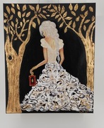 Obraz  ręcznie malowany czarno złoty  abstrakcja