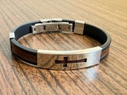 Śliczna bransoletka stal skóra 