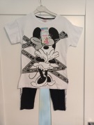 Komplet dziewczęcy t-shirt biały z myszką Miki+leginsy 7-8 lat