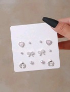 KOLCZYKI PEREŁKI SERCA ...... ZESTAW 6 PAR