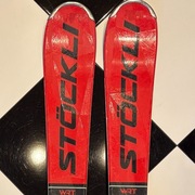 Narty i kijki Stockli WRT GS 139 cm wiązania SALOMON kijki LEKI