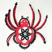 Serwetka frywolitka Pająk czarno-czerwony 6 cm