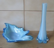 Wazonik gałązka ! i salaterka błękitna- niebieska 