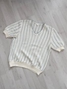 Kremowy sweterek w niebieskie paseczki 42 XL