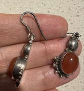 Antyczne srebrne 925 kolczyki z karneolem vintage