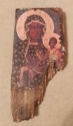 Piękna ikona prawosławna na desce Matka Boska Częstochowska.  Decoupage. 