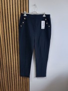 Granatowe eleganckie spodnie z guzikami elastyczne 8XL 9XL Plus Size 