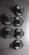 CHINSKI PIĘKNY ZESTAW PORCELANOWY DO KAWY ESPRESSO 6 CZĘŚCI 