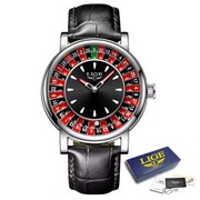 LIGE 2025 męski zegarek ruletka kwarcowy wodoodporny