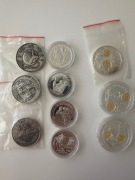 Monety/medale 10szt. w tym srebrne + certyfikaty