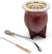 Ręcznie wykonana skórzana tykwa do yerbamate