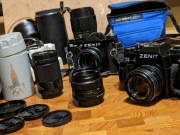 Zestaw Zenit - aparaty obiektywy - M42 - Zenit Helios Jupiter Zenitar 