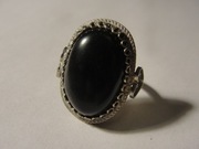 Pierścionek Filigran melchior onyks Rosja 18,19,5, 21mm