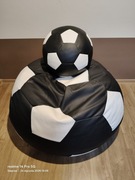 Pufa piłka, czarno-biała,, duża 100cm + gratis mała, podnóżek 40cm