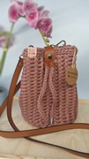 Ręcznie robiona torebka szydełkowa na ramie worek z kieszonką na zamek