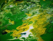 NOWOCZESNE MALARSTWO ABSTRAKCYJNE 30x24cm "MOC ZIELENI III"