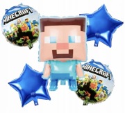 MINECRAFT ZESTAW BALONÓW STEVE GWIAZDY BALONY 5szt