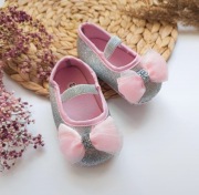 Niechodki niemowlęce 18 19 z kokardką brokatowe różowe buty buciki 