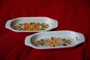 Dwie małe podłużne ceramiczne tacki Fajans Koło PRL