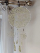 Rękodzieło ozdoba na szydełku na obręczy zielona serwetka handmade  