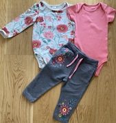 H&M spodnie body kr. dł. rękaw 80-86 cm - zestaw 3 szt. modna dziewczynka