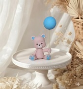 Figurka na tort z masy cukrowej Miś z balonem topper chrzest urodziny