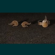 Komplet kolczyki i pierścionek płomyk miedź oksydowana