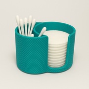 Turkusowy organizer na patyczki i waciki kosmetyczne