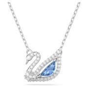 Elegancki naszyjnik Swarovski – łabędź z niebieskim kryształem
