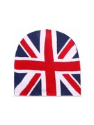 Niebieska uniseks czapka zimowa beanie z motywem flagi Wielkiej Brytanii UK