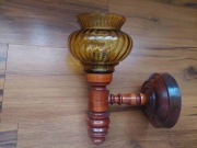 Kinkiet drewniany z kloszem  VINTAGE  PRL