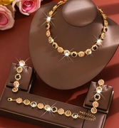 Komplet biżuterii kolia kolczyki bransoletka cyrkonie + pudełko