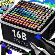 MARKERY ALKOHOLOWE FLAMASTRY MAZAKI PISAKI DWUSTRONNE ZESTAW 168SZT + TORBA