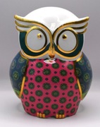 Baci Milano skarbonka porcelanowa Sowa sówka zielona 14,5 cm