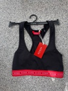 Guess nowy czarny top sportowy stanik bawełniany logowany XS