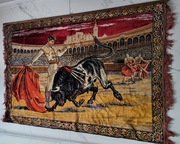 Duży Kilim Dywan Makata na ścianę z Bykiem Hiszpańska Scena 180x120 cm
