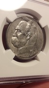 1934 Piłsudski Strzelecki 5 zł, 2 RP, NGC AU 55