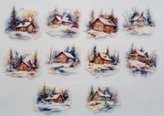 19 szt. zimowych naklejek z domkiem w lesie scrapbooking