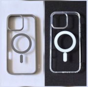 Etui/case klasyczne przezroczyste i szare z MagSafe na iPhone'a 16 pro max